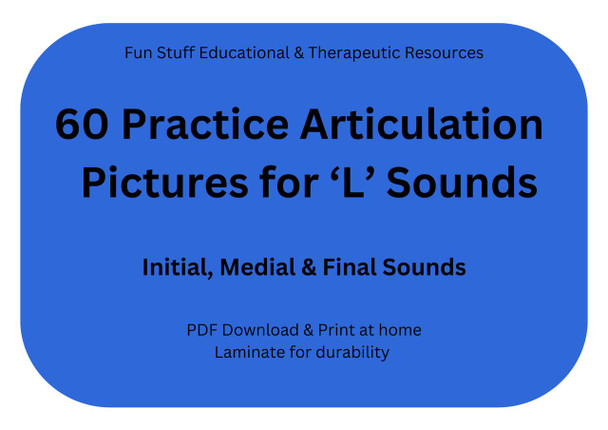 Fun Stuff Educational 60 Practice Articulation Pictures for 'L' Sounds - Download
