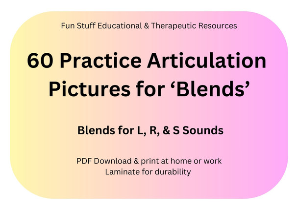 60 Practice Articulation Pictures for 'L, R & S' Blended Sounds