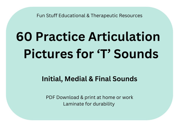 60 Practice Articulation Pictures for 'T' Sounds