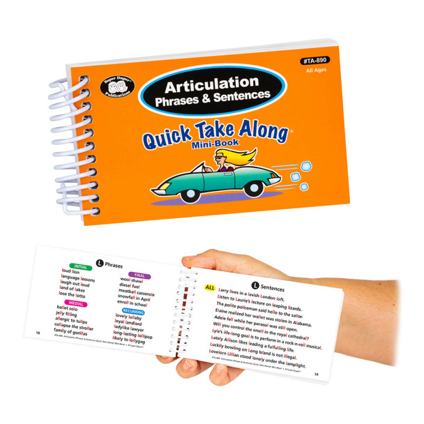 Articulation Phrases & Sentences Quick Take Along Mini-Book with open page example