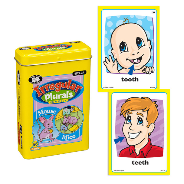 Irregular Plurals Fun Deck tin and sample cards