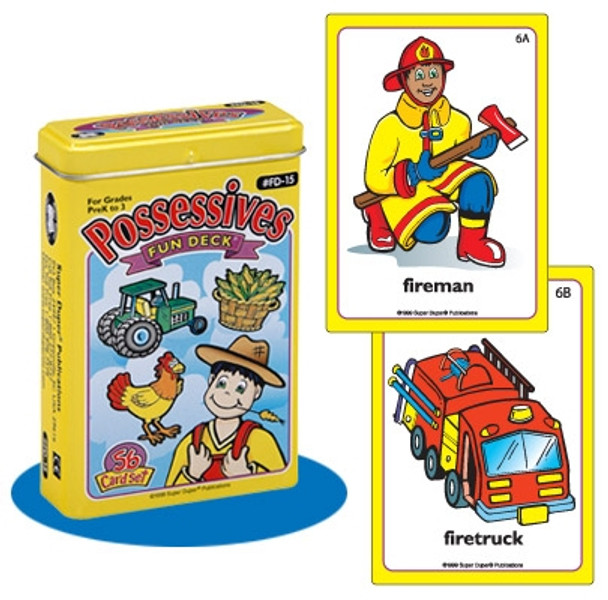 Presidents Fun Deck Card Game, featuring illustrated firefighter and firetruck cards designed for educational play.