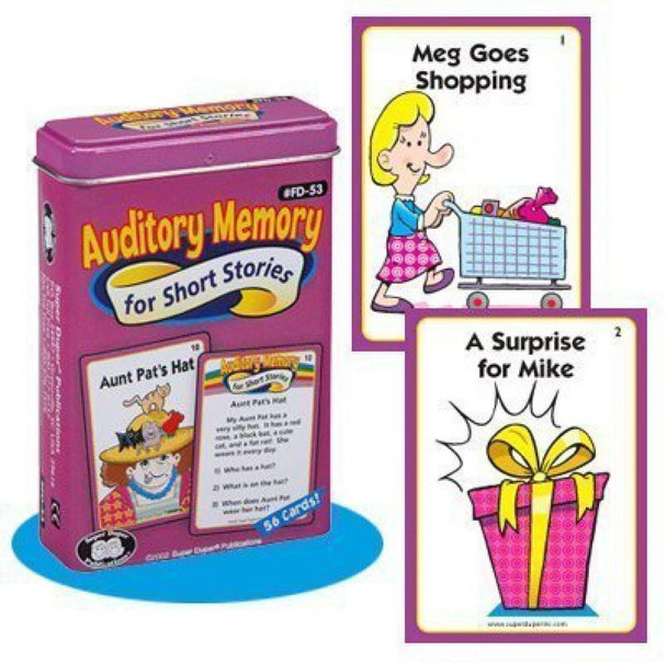 Auditory Memory for Short Stories Fun Deck tin with sample card