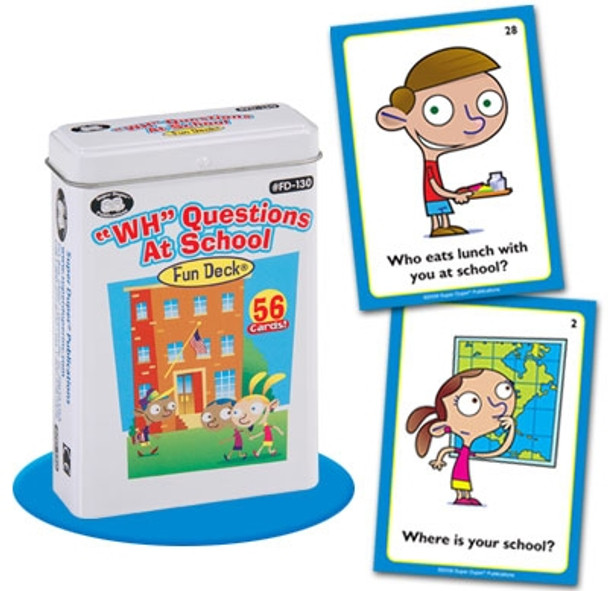 Educational Children’s Card Game, fun deck of 56 cards for learning questions about school.