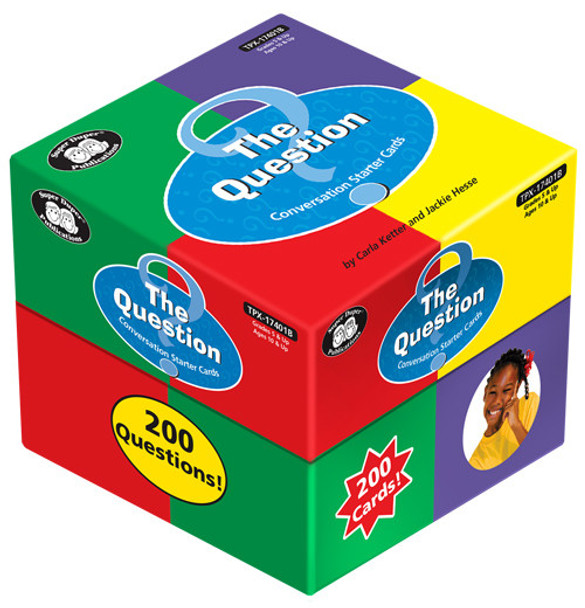 The Question conversation starter cards, colorful box of 200 questions for engaging dialogue and interaction.