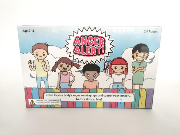 Anger Alert Board Game, children facing anger signs displayed on a colorful game board with a warning message for controlling temper.