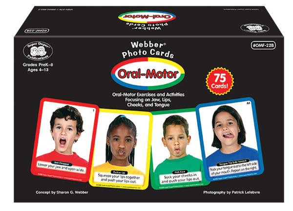 Webber oral motor photo cards storage box with pictures of children