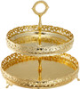 Queen Anne 2 Tier Gallery Cake Stand Silver Plate ROYAL GALLERY (Gold Finish). SKU #: Q4/5792.