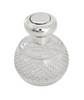English Sterling/Cut Glass Perfume Bottle 3" dia x 4"h SKU:ANT4133