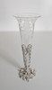 Vase Pierced Silver Plated Base with Hand Etched Glass 12.5"Tall