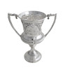 2 Handle Loving Cup Embossed & Engraved 10" English Silver Plate c.1865