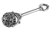 Victorian Baby Rattle with Spinning Floral Patterned Filigree Ball English Sterling Silver 5 1/8". SKU #: GT59.