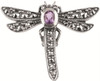 Amethyst and marcasite set dragonfly brooch (B274)