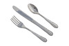 Baby Silver Plate Spoon, Fork, & Knife Cased Silver Plate. SKU #: KMJA111.