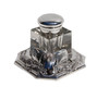 Ink Stand Large Octagonal Fox Head Crop Design Silver Plate. SKU #: C716.