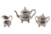 Tea Set 3pcs chased Silver plate C. 1940 (A9010)