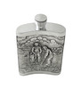Double Sided Kidney Shaped Embossed Golf Design Pewter Flask 6oz  , Boxed. SKU #: C1079.