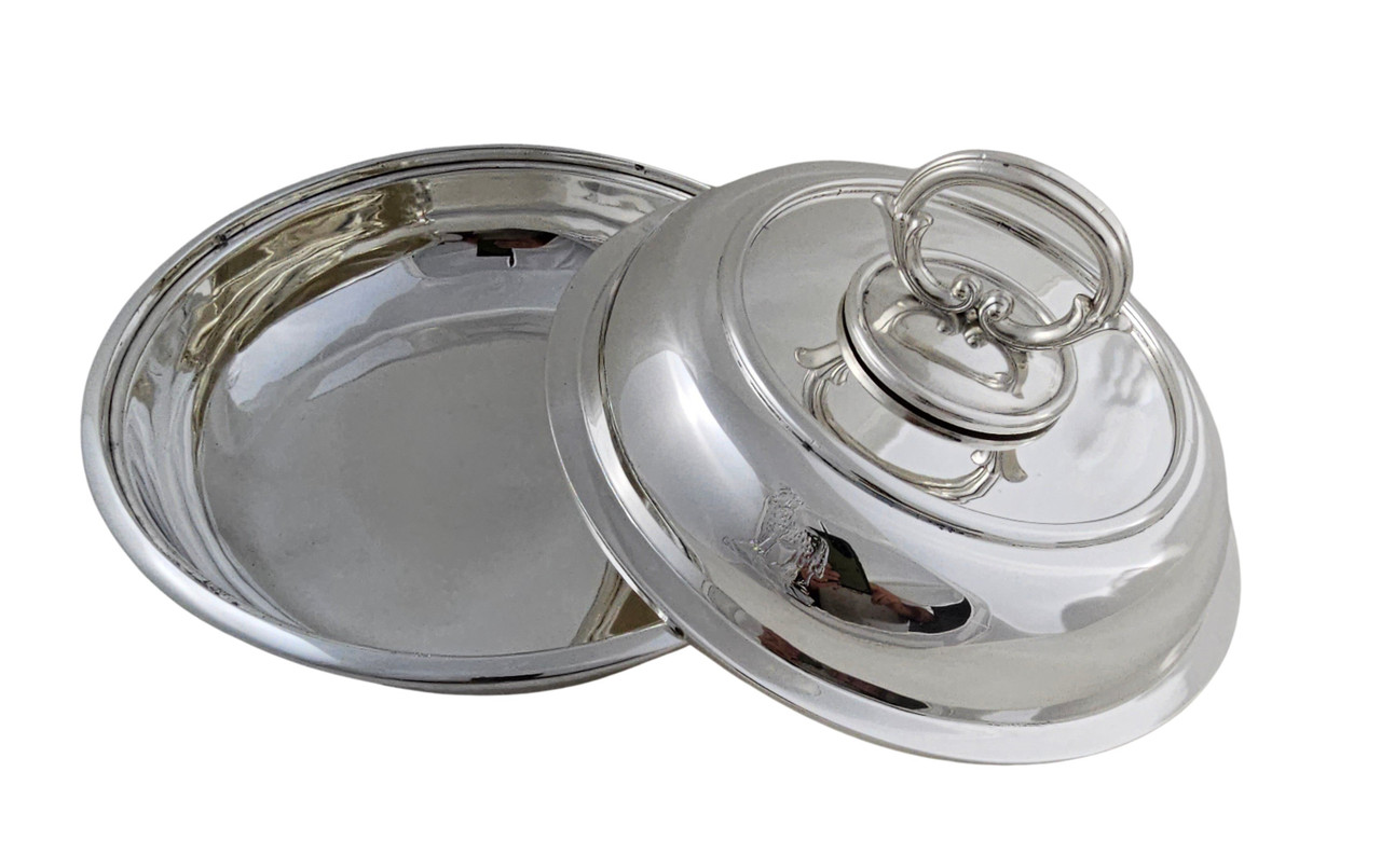 Entree Dish Crested Round Entree Dish on Warmer With Candle