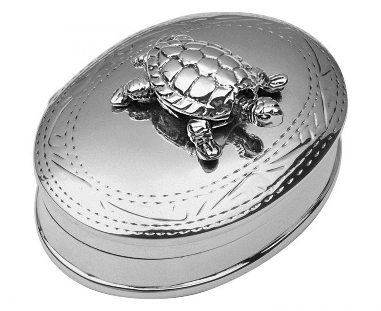 Pill Box Moving Turtle Oval Hinged Design English Sterling Silver