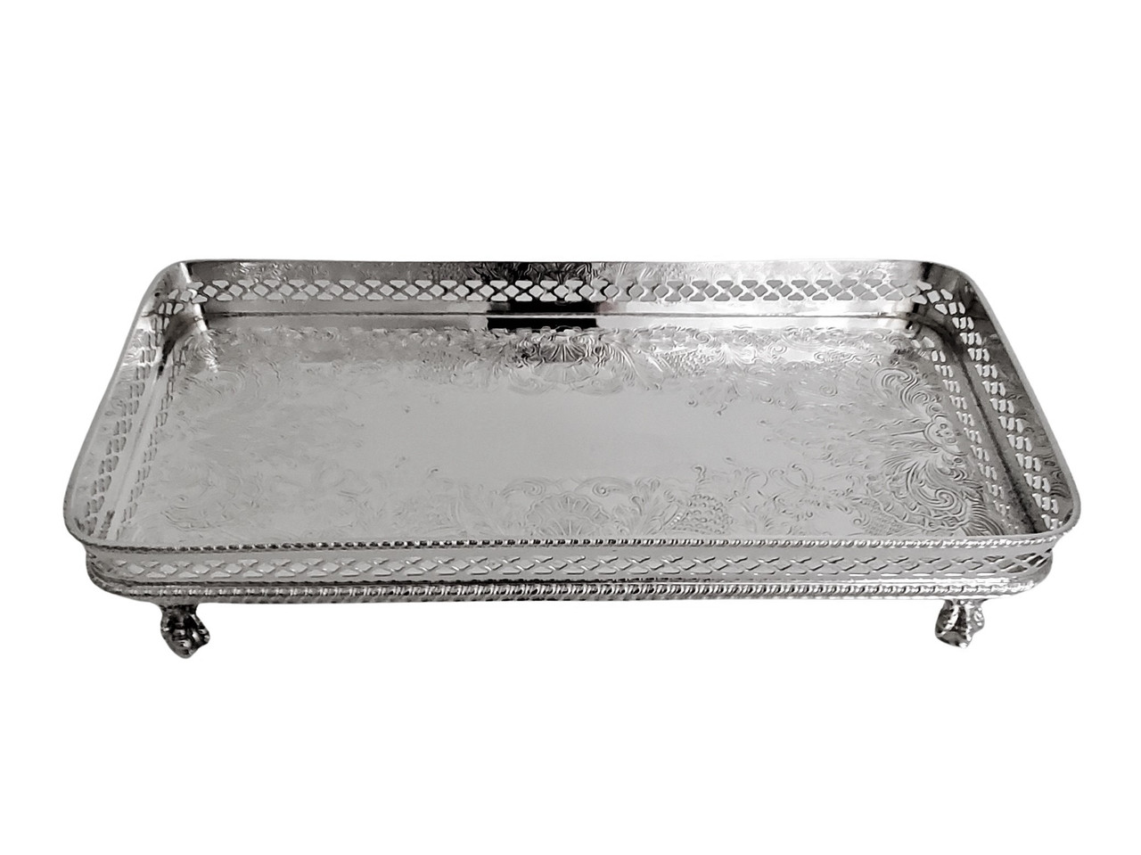 Oblong English silver Plated Gallery Tray 10