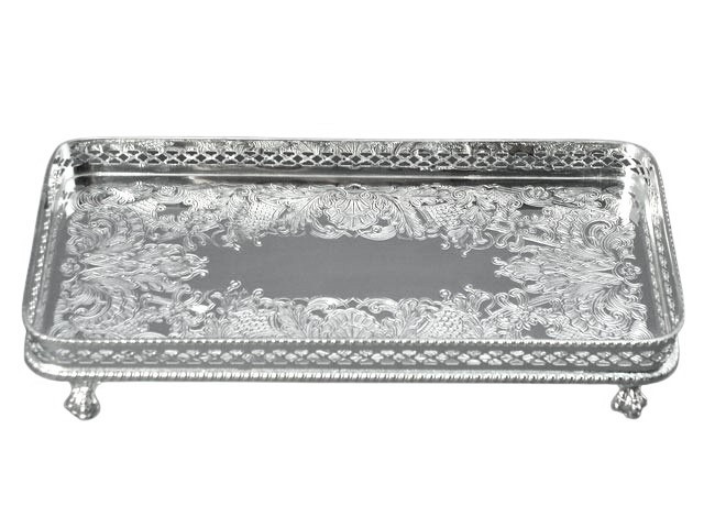 Oblong English silver Plated Gallery Tray 10