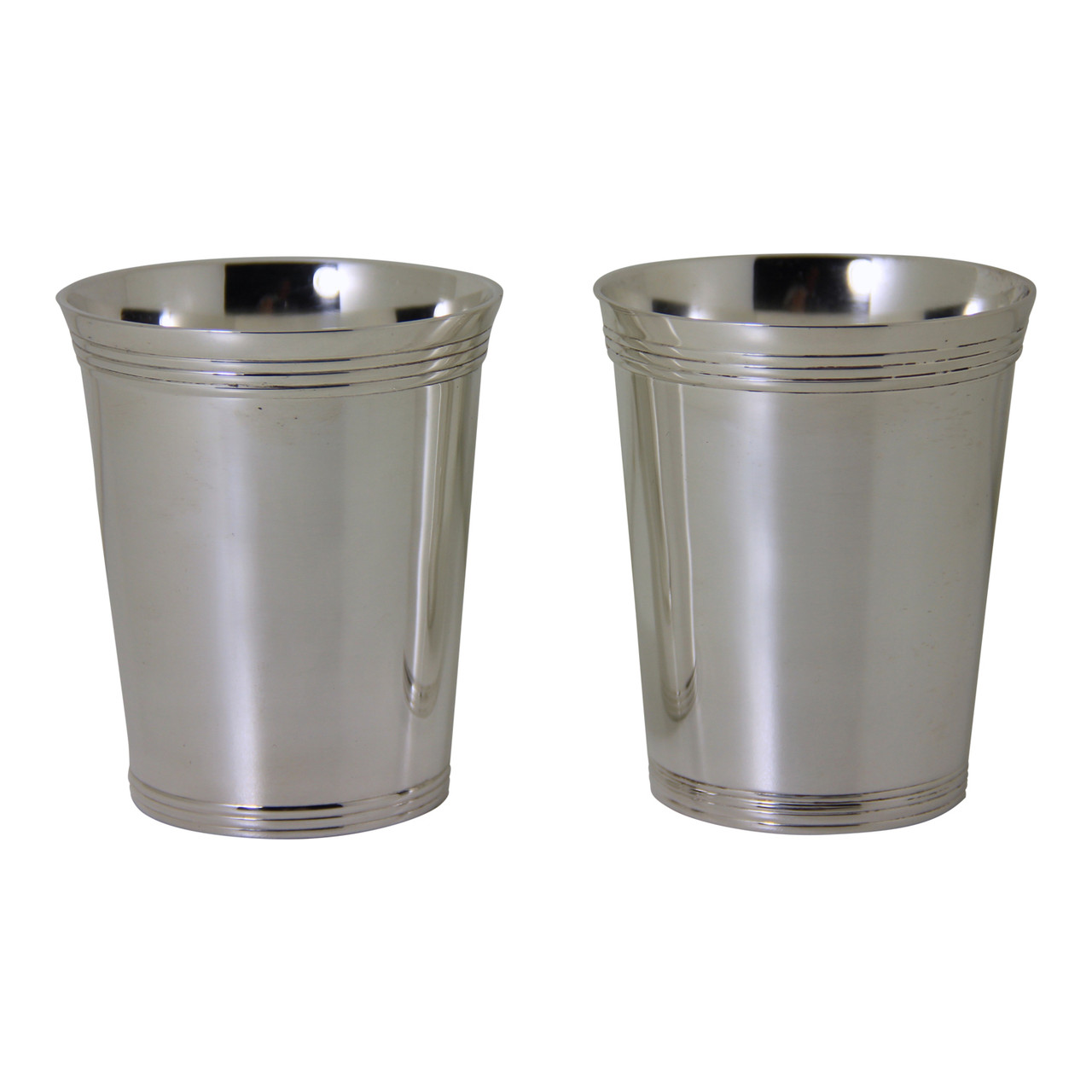 Pr Ribbed Mint Juleps Silver Plate (C1685Pr) - Corbell Silver Store