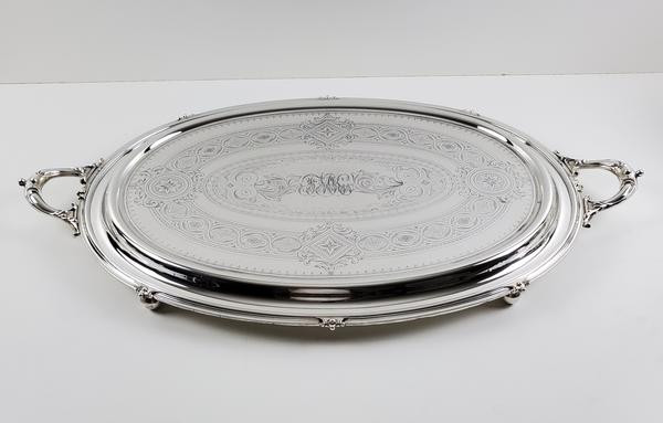 Extremely Large Engraved Tray c.1865. SKU #: ANT8863. - Corbell