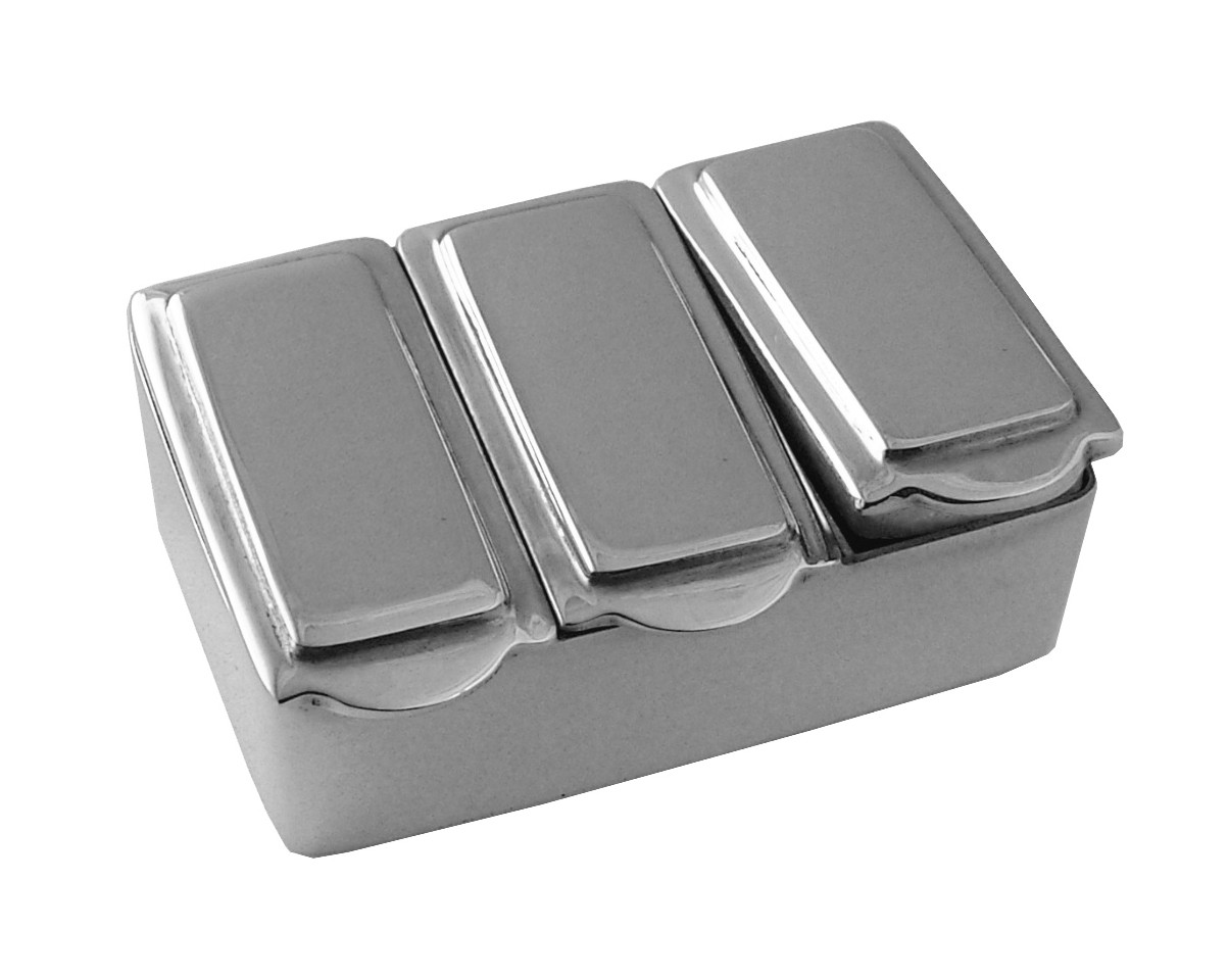 Triple English Sterling Pill Box (PB522) - Corbell Silver Store