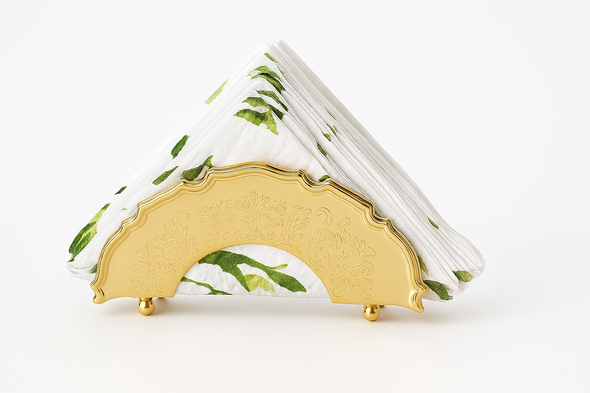 Queen Anne Chippendale Serviette 3.5" x 1.5"w x 6.5"l English Silver Plate Tarnish Resistant (Gold Finish). SKU #: Q4/6869.