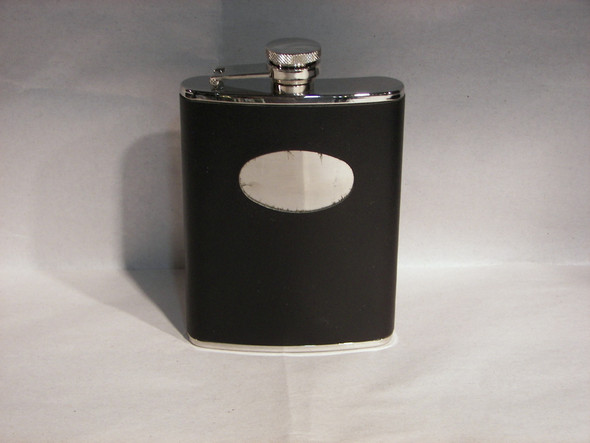 Hip Flask 6oz Captive Top Black/Stainless Steel (KMST5)