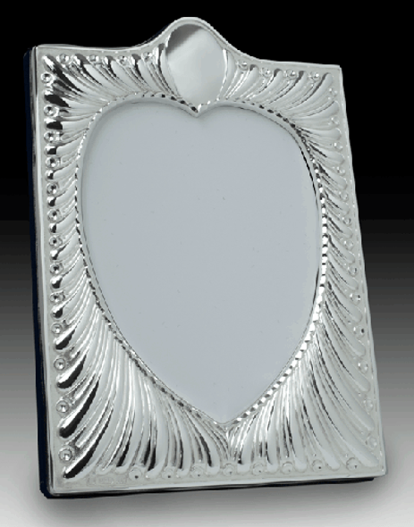Frame Fluted Heart Sterling Silver w/ Velvet Back 4 x 5.5 (J210/SV)