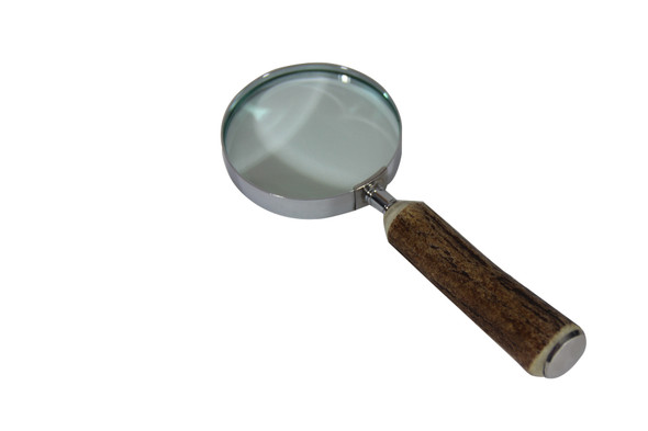 Horn Handle-Magnifier Glass Silver Plate. SKU #: C367.