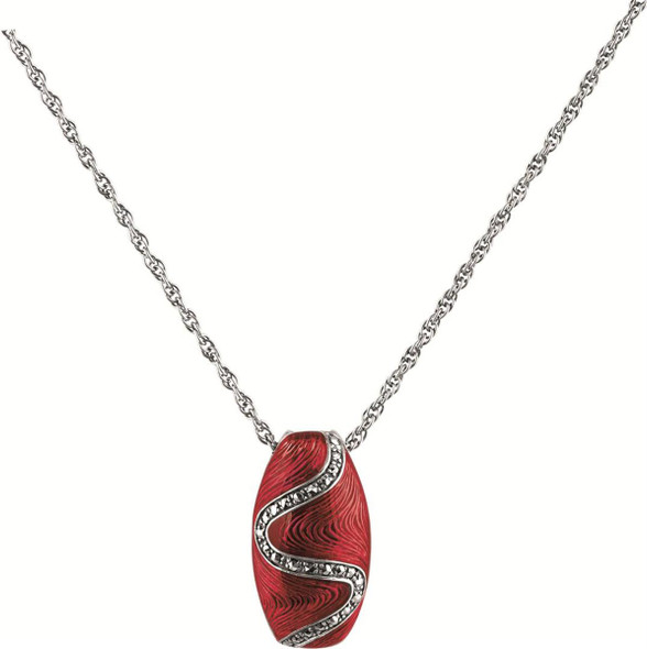 Red enamel and marcasite set pendant on 41cm / 16" antique finish Prince of Wales chain ,with 5cm / 2" adjuster (NK514)