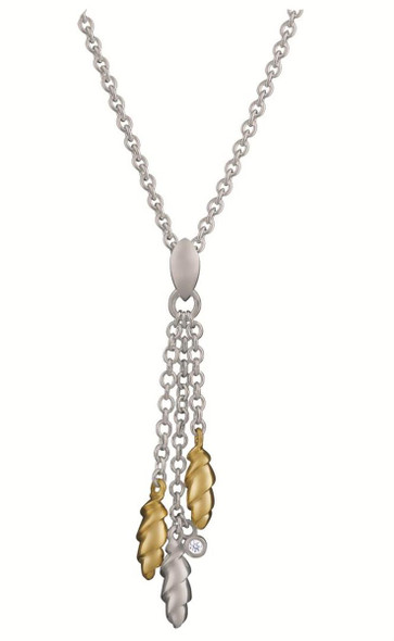 Two tone gold plated and silver set with cubic zirconia spiral design pendant on 46cm / 18" trace chain (NK576)