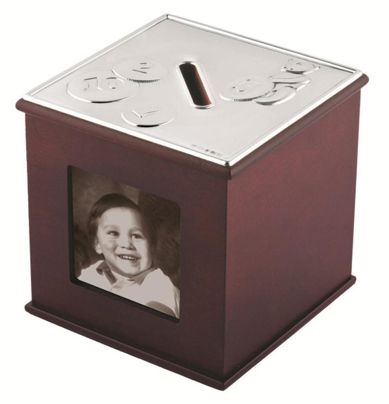 Teddy bear motif mahogany finish money box with photoframe (GT37)