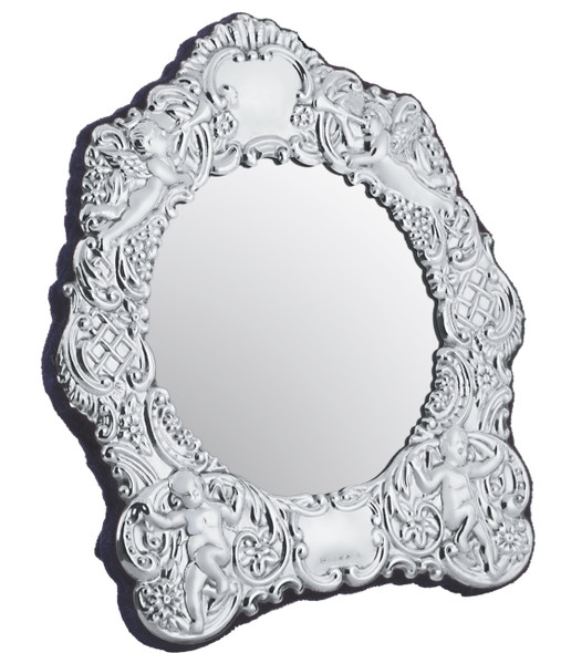 Embossed Victorian table mirror with velvet back (MIR409)