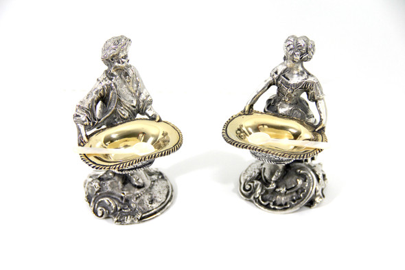 Pair Boy & Girl Salts English Silver Plate. SKU #: C1902.