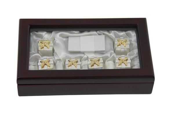 Place Card Holder Gift Box Design Cased Gold & Silver Plate. SKU #: KMJA115.