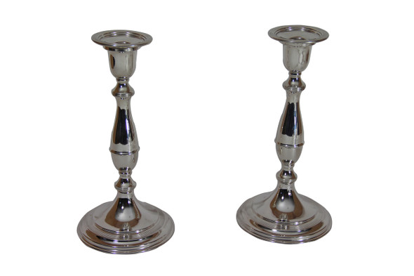 Pr Plain English Silver Plated Candlesticks 10" (C313)