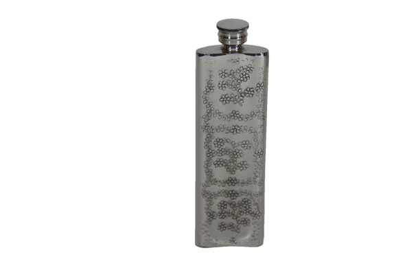 Flower Design Double Sided English Pewter Boot Flask 5oz (P585)