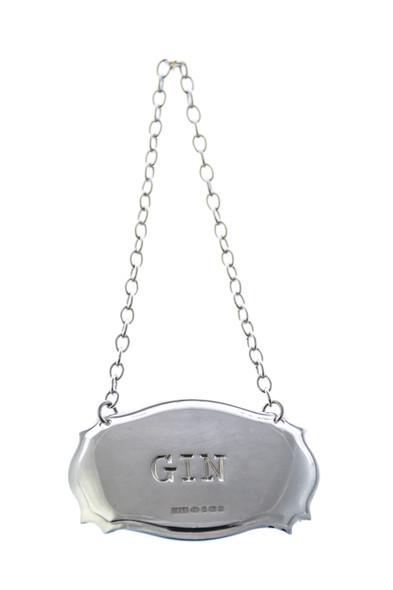 Decanter Label Chippendale Design GIN Sterling. SKU #: C1259HMSGIN.