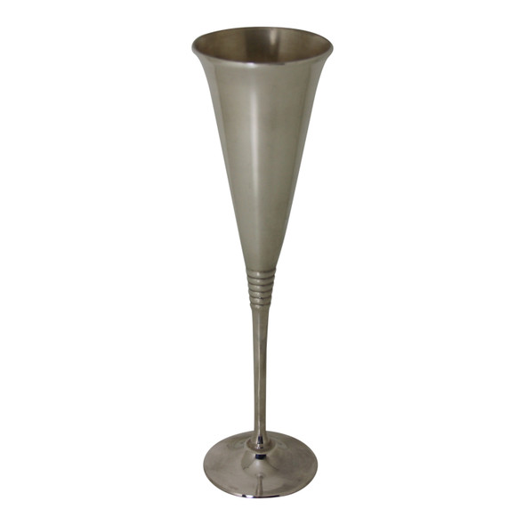 Champagne Goblet 9.5"h x 2.75"w Ribbed Foot Silver Plate. SKU #: C3558.