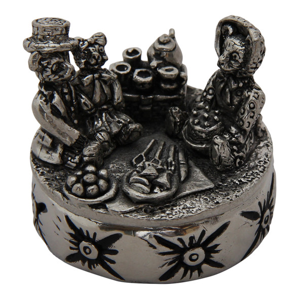 Teddy Picnic Box English Pewter. SKU #: KM138C.