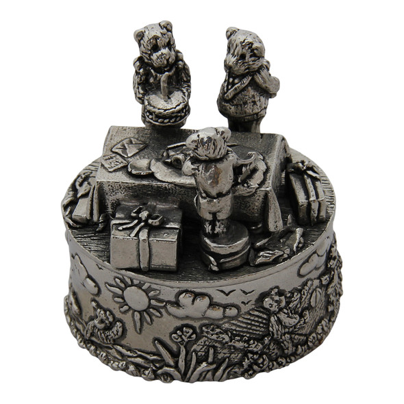 Teddy Birthday, English Pewter Box. SKU #: KM139C.