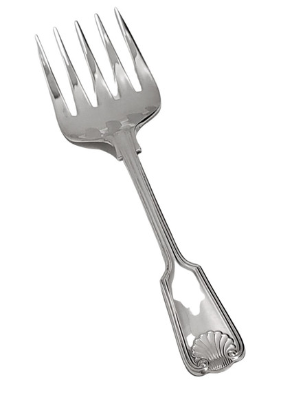 Fiddle,Thread & Shell 5 Tines Cold Meat Fork 8.75" English Silver Plate. SKU #: KM9598.