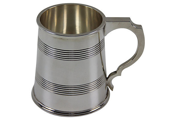 English Ribbed Mug, Silver Plate c. 1860. SKU #: ASK63.