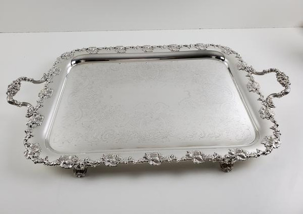 Grape Border 30" American Silver Plated Tray. SKU #: ANT8864.