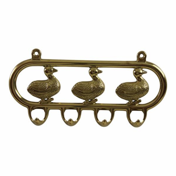 4 Hook Duck Key Rack,Italian Brass. SKU #: KM5028A.