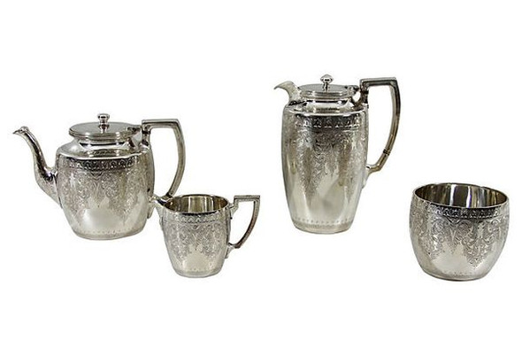 4 Piece English Tea & Coffee Set c.1885. SKU #: A1869.