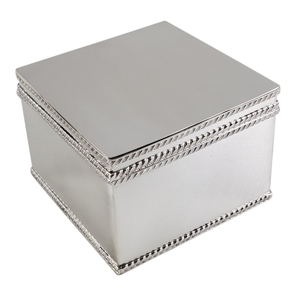 Biscuit Box Hinged Square Gadroon 5.25" x 5.25" x 4" English Silver Plate. SKU #: C794.